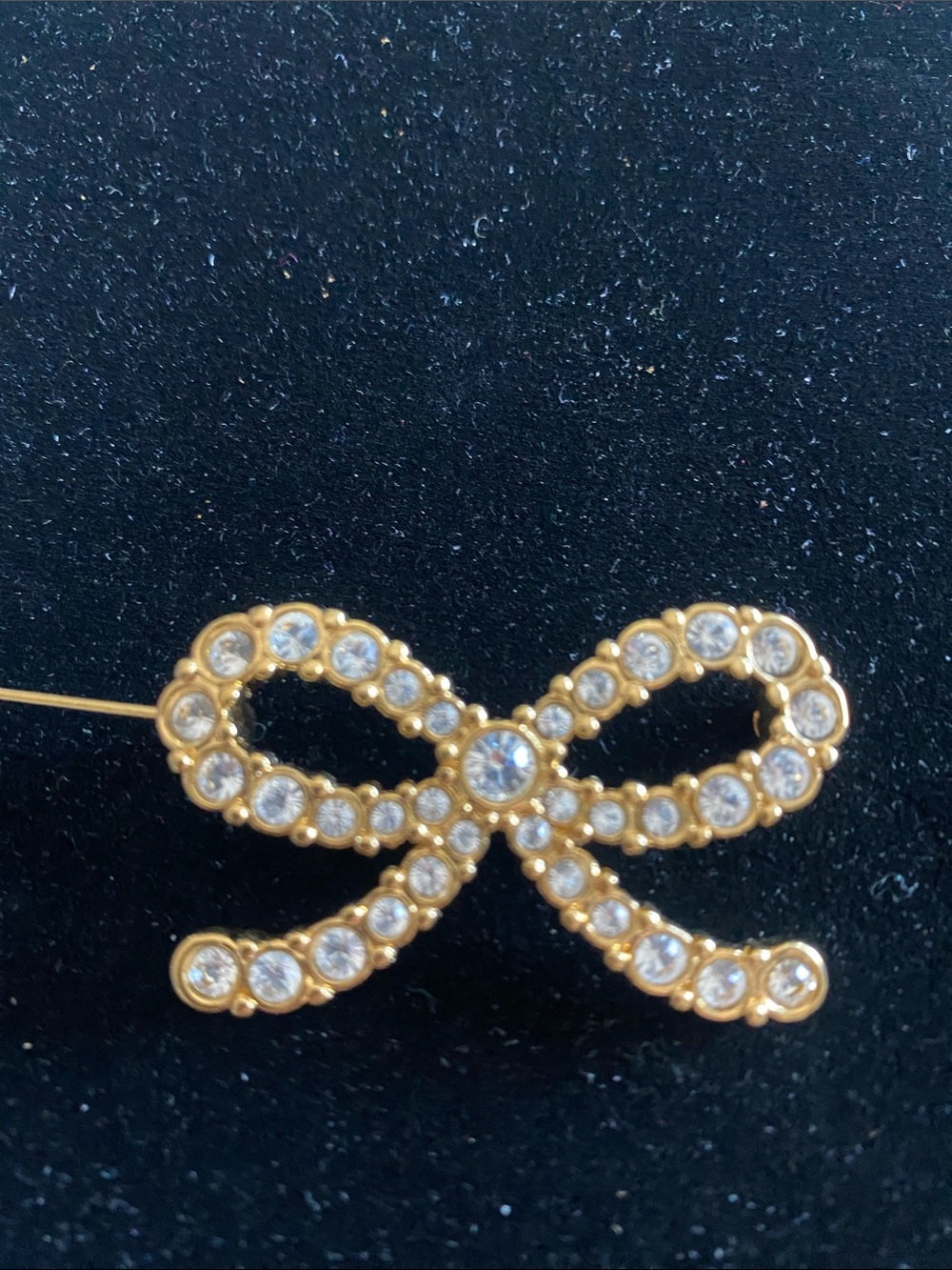 Swarovski Vintage Gold Bow Brooch with Swarovski Crystals